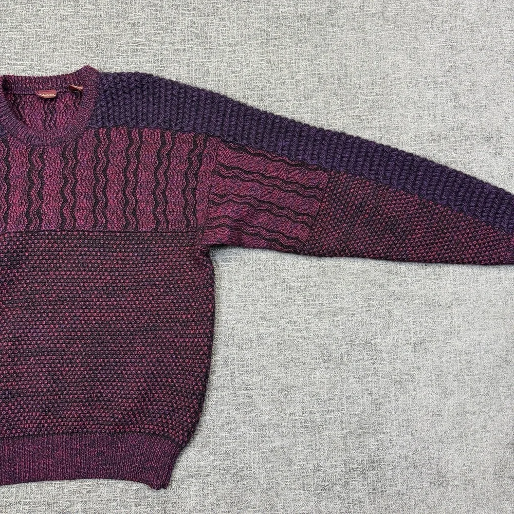 Bachrach Sweater Mens M Purple Pink‎ Textured Knit Grandpa Vintage 90s Wool